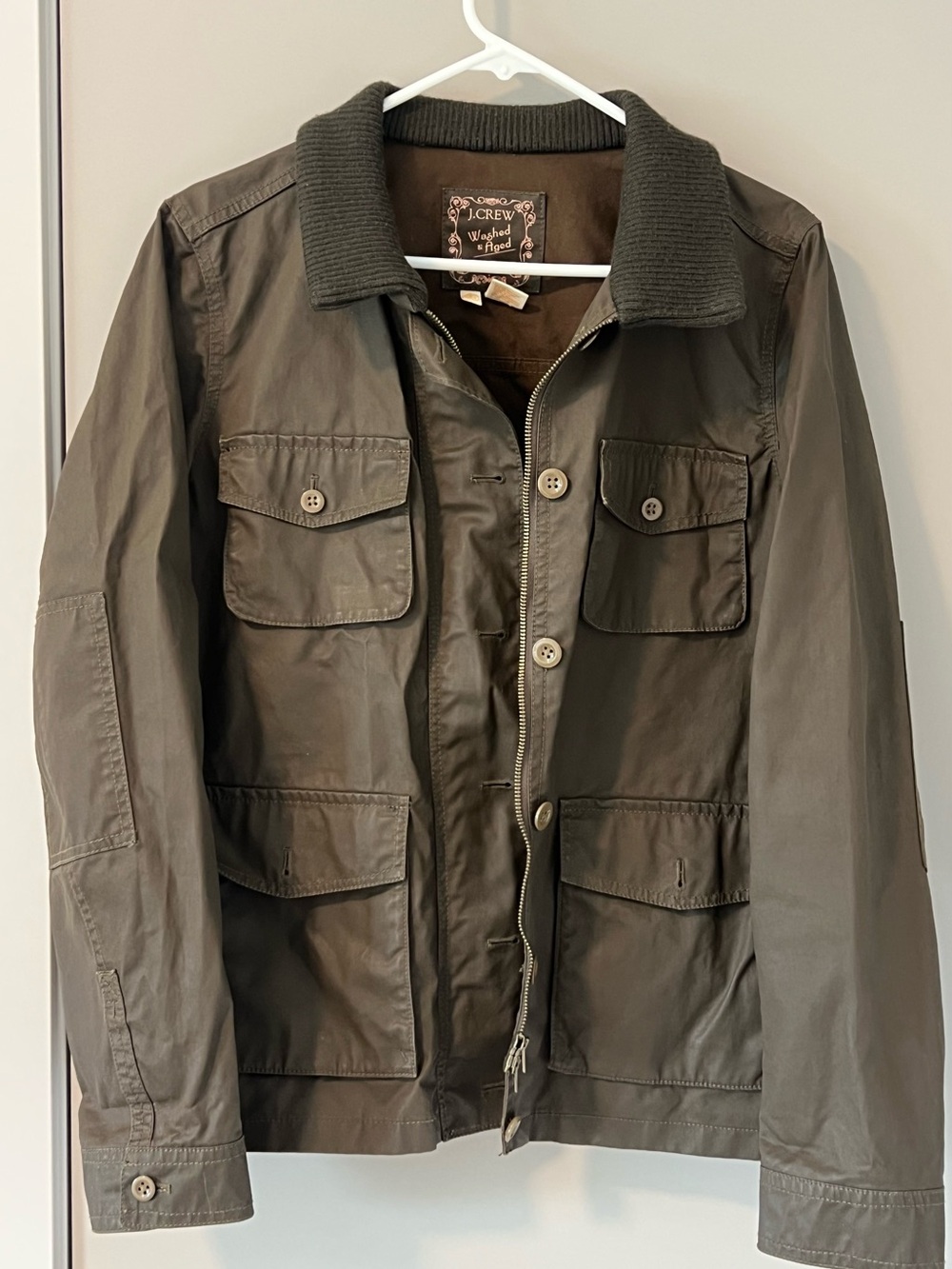 J. Crew Olive Green Ribbed Collar Utility Jacket - Picture 3 of 4